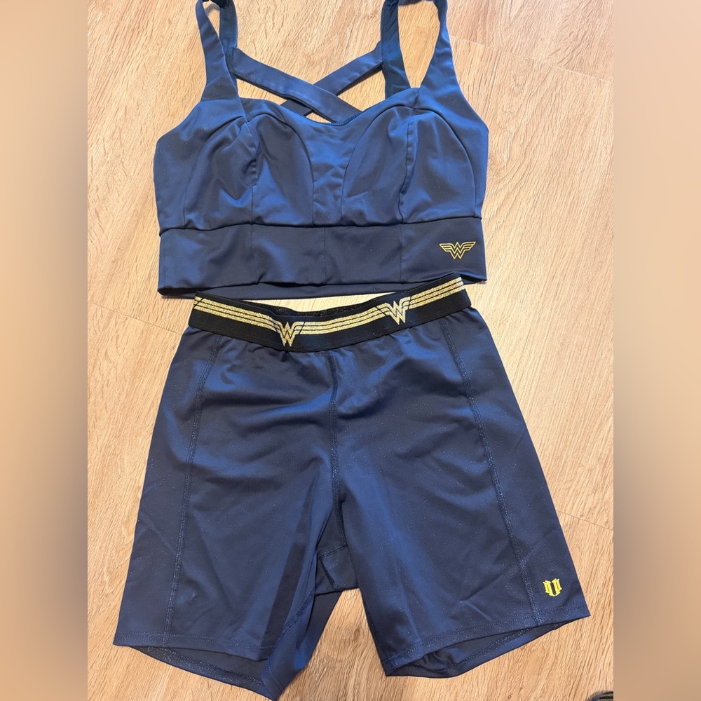 Wonder Woman Navy Athletic Set with Gold Shimmer Specks and Logo
